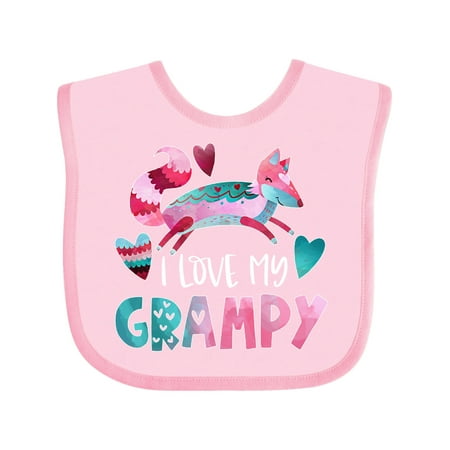 

Inktastic I Love My Grampy Pink and Blue Fox with Hearts Gift Baby Boy or Baby Girl Bib