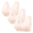 thumbnail image 2 of Gymayou 3 Pack Ribbed Bras for Women Front Closure No Underwire Comfort Senior Wireless Snap Closing Bra Wide Strap Support Beige 36, 2 of 4