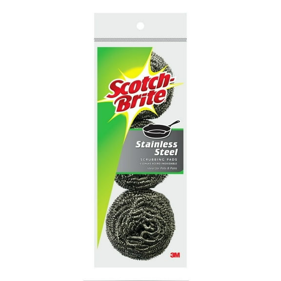 Scotch-Brite 214C Heavy Duty Stainless Steel Scouring Pad, 3-Pack, Each