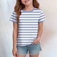 thumbnail image 2 of NIEWTR T-Shirts Classiques à Rayures à Manches Courtes pour Filles T-Shirts d'Été pour Enfants Col Ras du Cou Tendance T-Shirts pour Enfants 5-14 Ans (Bleu Clair, 2-3 Ans), 2 of 4