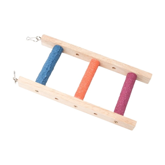 Cmunyle Natural Wood Bird Climbing Ladder 7.87 x 3.94 Inch Non‑Slip Hanging Activity Toy For Small Parrots Pet Birds Exercise Teething Cage Play Accessories