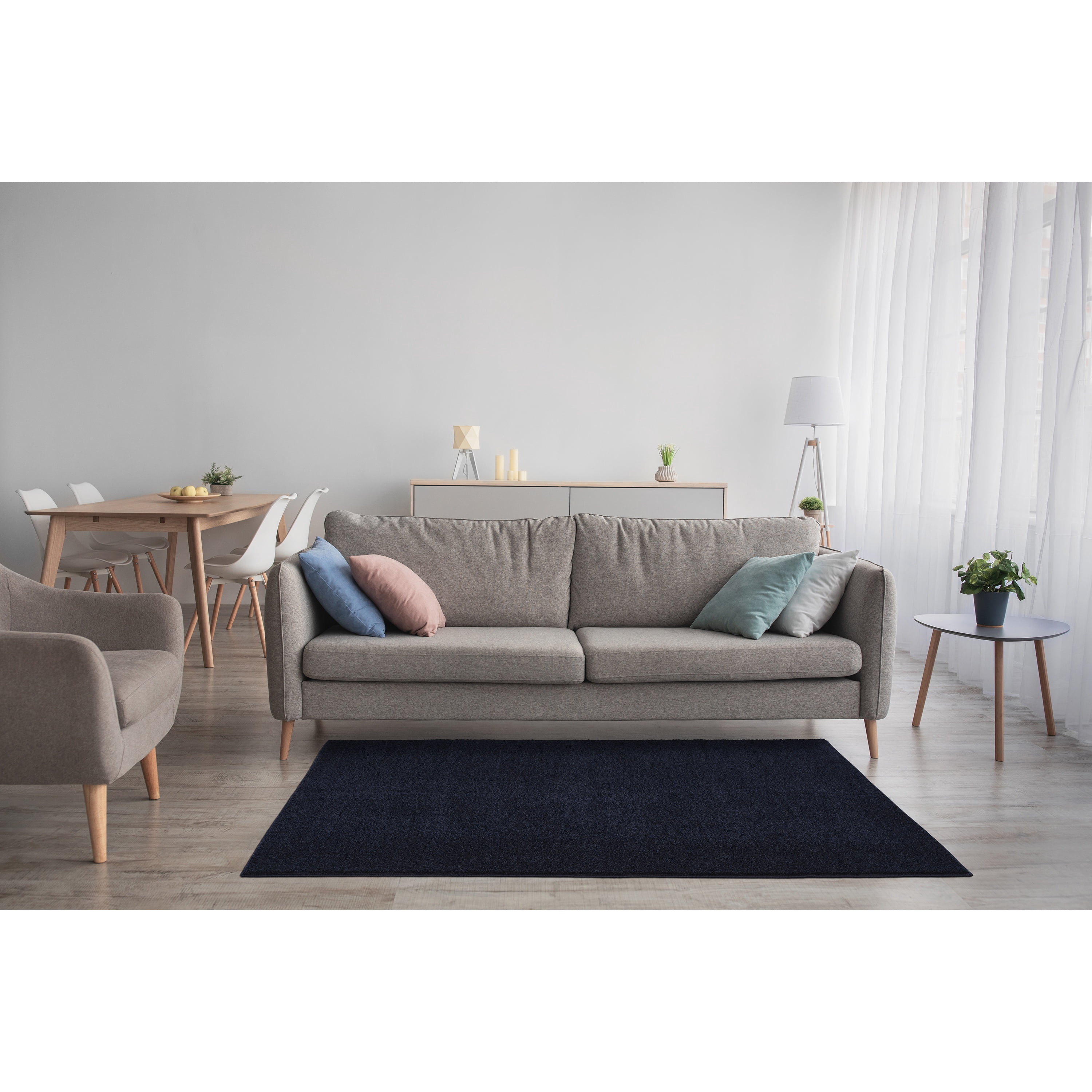 Garland Rug Palmer Plush Washable Navy Blue Indoor Area Rug, 4' x 6'