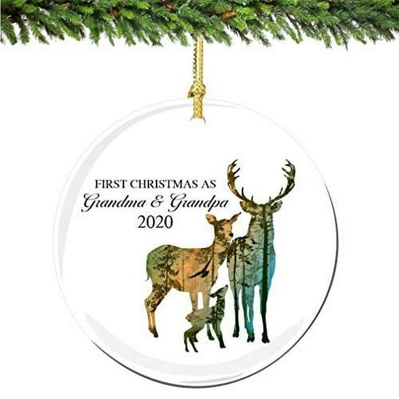 1st Christmas as Grandmas and Grandpa Ornament 2023 Deer Porcelain Ornament Grandparents Gift Idea