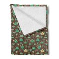 thumbnail image 2 of Tea Party Soft Flannel Fleece Blanket, Cups and Pots with Different Floral Motifs on Dotted Brown Background, Cozy Plush for Indoor and Outdoor Use, 50" x 60", Sea Green Brown Beige, by Ambesonne, 2 of 5
