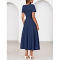thumbnail image 5 of Merokeety Womens Summer Dresses Crewneck A Line Pleated Flowy Midi Dress With Pockets Navy s, 5 of 5