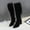 Black, variant on BONIXOOM Fall Boots For Women 2023 Mid Heel Rubber Zip-Up Knee-High Winter Black