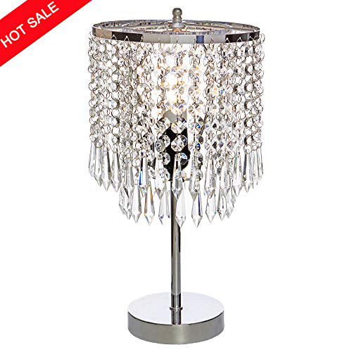 Glanzhaus Modern Design 17 Clear, Crystal Beaded Table Lamp Shades