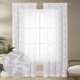 thumbnail image 1 of OVZME Cortinas transparentes texturizadas blancas de 84 pulgadas de largo, juego de 2 paneles para sala de estar Anji Bird Semi gasa equilibrio privacidad y bolsillo para barra de luz, elegante cortin, 1 of 1