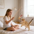 thumbnail image 4 of CuiLiyq 1 Pack Cat Toys Wand, Interactive Cat Fishing Pole Toys with Wood Rod and Cotton Rope, Exercise Entertainment for Indoor Cats (Red), 4 of 6