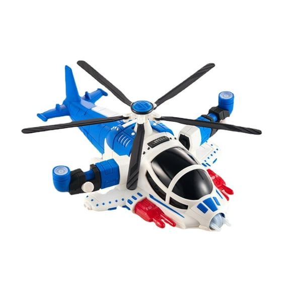 Avión con luces y música, simulación de juego de simulación de aviones, helicóptero Azul