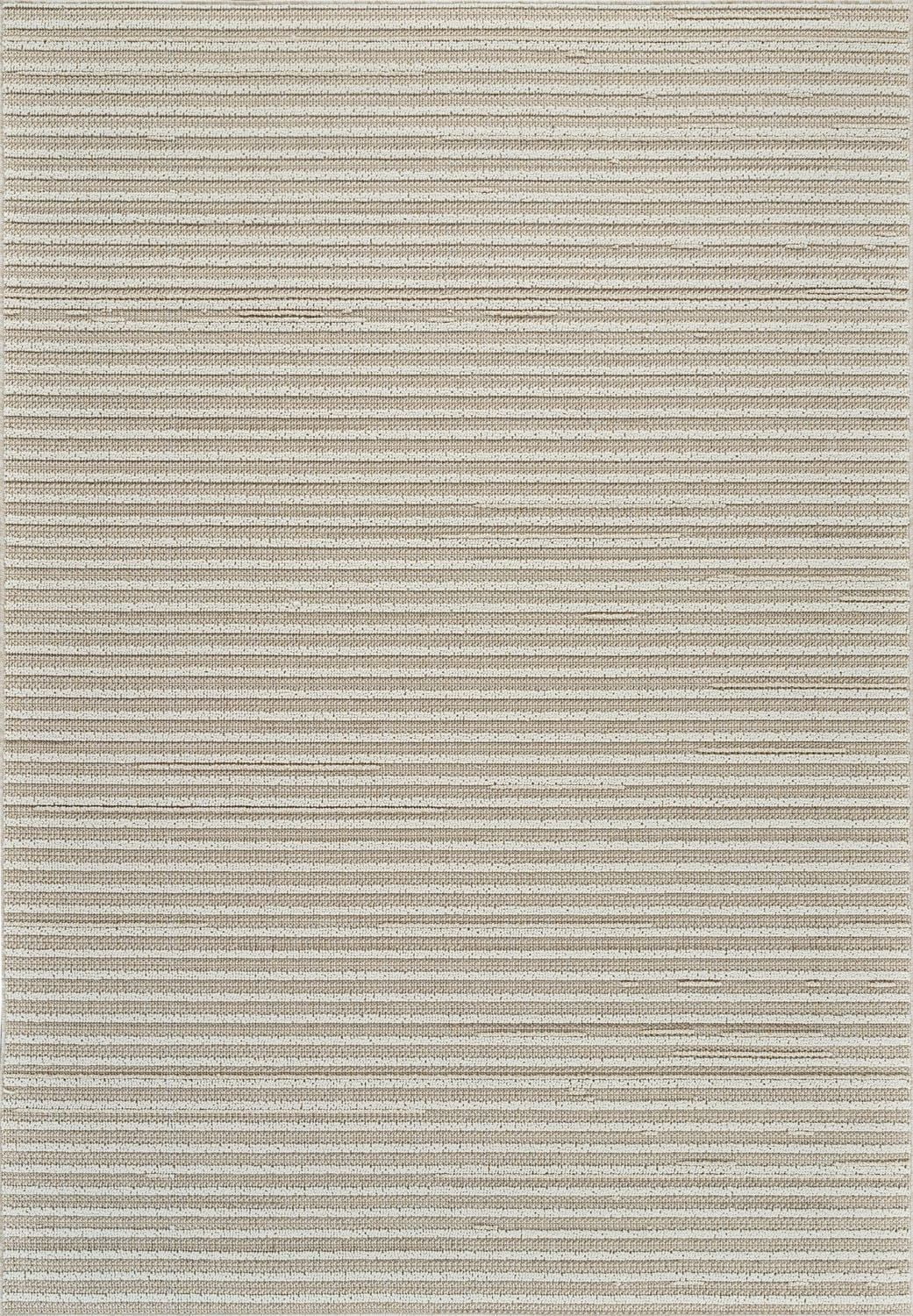 Rug Branch Hogar Striped Indoor Outdoor Area Rug, Brown Cream, Modern - Living Room, Bedroom, Dining Room, and Kitchen