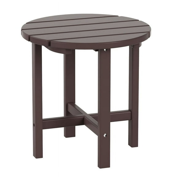 Costaelm Outdoor UV and Weather Resistant Plastic Round End Table, Dark Brown