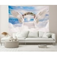 thumbnail image 4 of Angel Wings Backdrop Blooming Flowers Arch Door Stairs to Heaven Background Holy Light Clouds Blue Sky Church Party Decorations Banner Supplies Photo Booth Props, 4 of 4