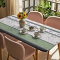 thumbnail image 3 of Green Stripes Abstract Table Cloths for 6 Foot Rectangle Tables, Geometric Spring Flowers Rustic Patio Waterproof Elastic Fitted Tablecloths, Washable Rectangular Table Cover for Camping, 3 of 8