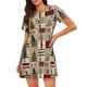 thumbnail image 1 of Balery Rustic Plaid Forest Lodge Camisón de manga corta con cuello redondo para mujer, cómodo y elegante., 1 of 6