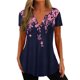 thumbnail image 3 of Mujer Manga Corta Cuello En V Estampado Moda Cómodo Transpirable Casual Blusa Top para Ir De Compras Viajes Oficina Rosa XXL, 3 of 6