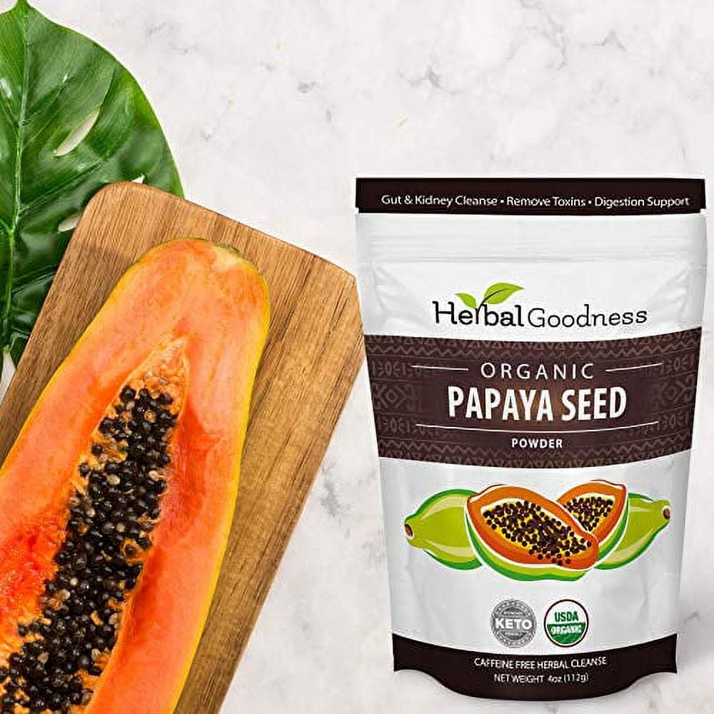 Papaya Seed Powder - Digestive Enzymes, Guts Health, Kidney and Detox Cleanse, 4oz, Herbal Goodness