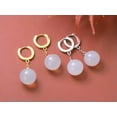 thumbnail image 5 of EOEMY 925 Sterling Silver 12mm Color Artificial Agate Round Hoop Earrings-Gold-Yellow, 5 of 9