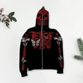 thumbnail image 6 of comerut Unisex Halloween Hoodie Rhinestone Ghost Skeleton Pattern Zipper Closure Hooded Pockets Long Sleeves Party Cosplay Costume Fall Winter Jacket, 6 of 8