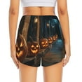 thumbnail image 4 of Running Shorts for Women, Halloween Pumpkin Corridor (2) Workout Athletic Shorts with Pockets, Lounge Yoga Shorts Women, 4 of 7