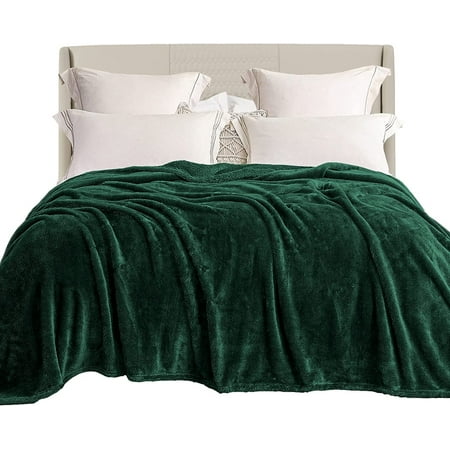 Exclusivo Mezcla Plush Fuzzy Fleece Queen Size Bed Blanket Super Soft Fluffy and Thick Blankets for Travel Bed and Couch (Forest Green 90x90 inches)