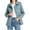 Blue gray, variant on Long Sleeve Women Spring Fall Solid Color Zipper Coat Stand Collar Casual Military Anorak Jackets with Pocket