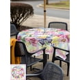 thumbnail image 4 of Outdoor Tablecloth with Umbrella Hole and Zipper, Happy Easter Square Table Cloth 60x60 Inch Waterproof Tablecloth, Spring Flower Pastoral Butterfly Colorful Stripes Picnic Table Cover for Patio, 4 of 7