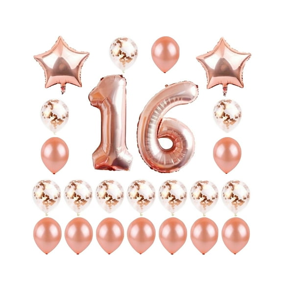 GETAJGHSD Decorative Balloons Set 24Pcs Pink Rose Gold Latex Aluminum Film Pet Sequins for Birthday Wedding Baby Shower