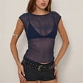 thumbnail image 5 of Endives Mesh Short Sleeve Tops for Women Lace Tops Slim Fit Crop Tops Shirt See Through Going Out Top Club Wear Night Wear T Shirts for Women M, 5 of 7