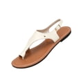 thumbnail image 2 of Women's Toe Post Thong Sandals Open Toe Ankle Strap Dressy Flat Sandals Beige 40, 2 of 3
