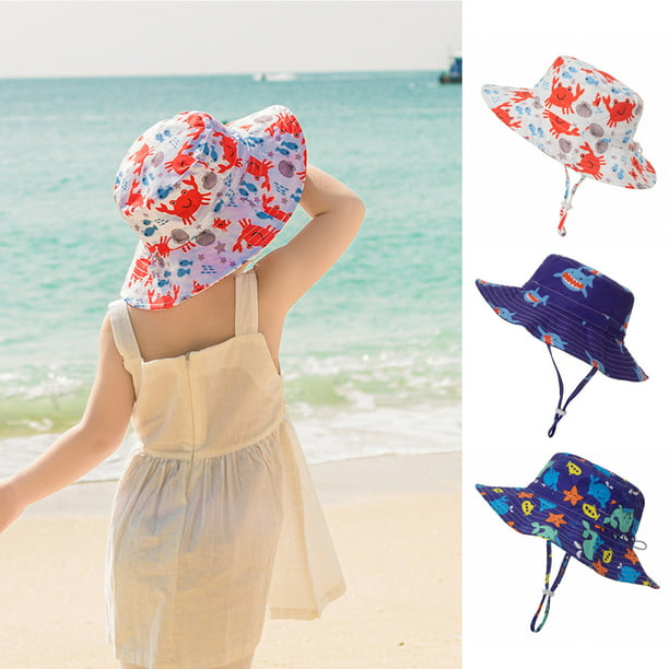 Dress Choice Baby Sun Hat Adjustable Sun Protection Swim Beach Pool Hat  Kids Wide Brim Chin Strap Bucket Hats for Outdoor