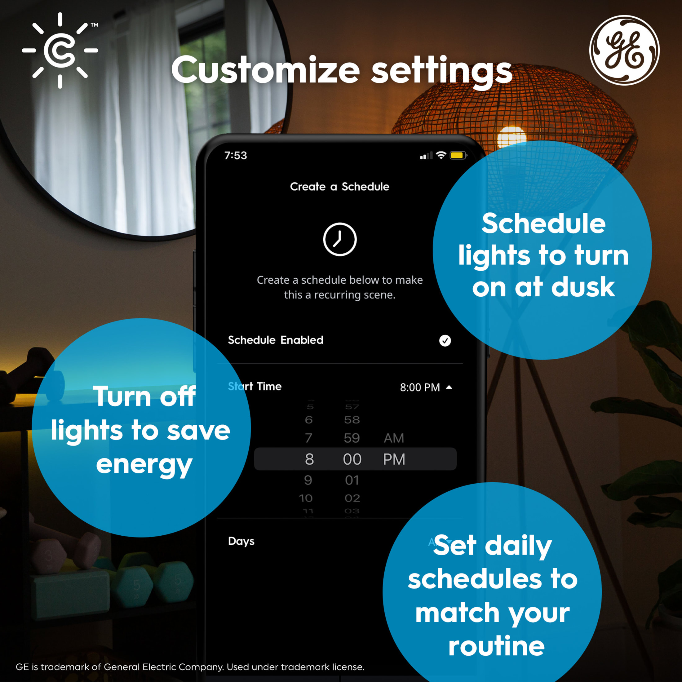 GE Cync A19 Color-Changing Smart LED Bulb, 60W Equivalent photo 3
