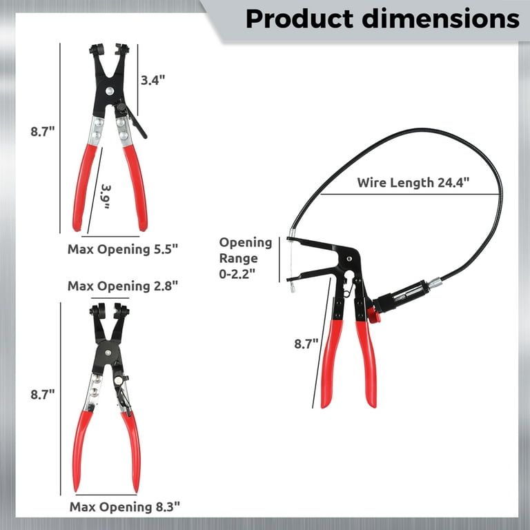 9 Piece Long Reach Hose Clamp Pliers Tool Set for Mechanics