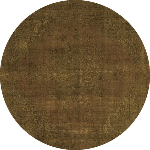 Ahgly Company Indoor Round Abstract Brown Modern Area Rugs, 5' Round