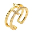 thumbnail image 1 of Anillo de mujer con doble cruz de diamantes y personalidad creativa, joyería de anillo abierto liso de moda europea y americana, 1 of 6
