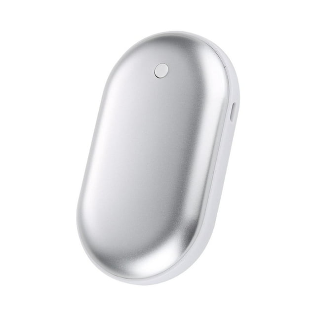 Mains Plus Chaudes, Chauffe-Main Électrique Rechargeable, Chauffe-Main Électrique Portable 5000mAh Réutilisable, Chauffe-Mains Électriques USB Power Bank, Femmes Hommes Chauffe-Mains Hiver Argent
