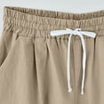 thumbnail image 5 of biudgviw Bermuda Shorts for Women Drawstring High Waisted Knee Length Shorts Cuffed Hem Plus Size Comfy Linen Shorts with Pockets, 5 of 5