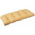 thumbnail image 2 of Pillow Perfect Indoor/Outdoor Yellow/White Geometric Wicker Loveseat Cushion, 2 of 4