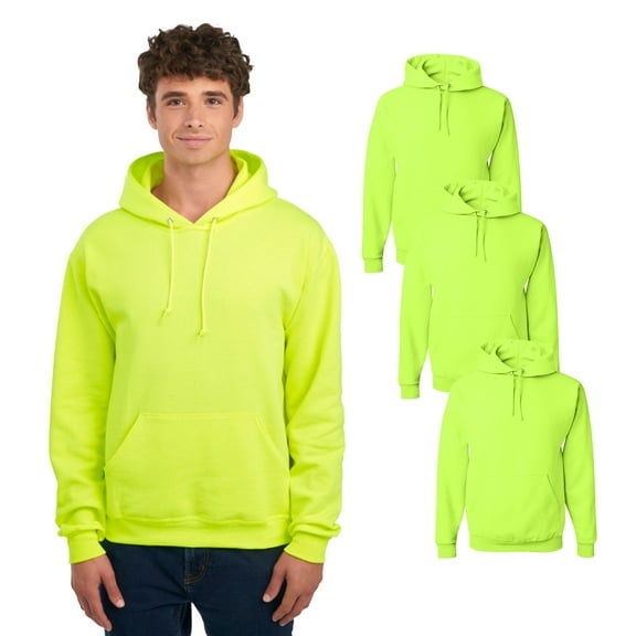 JERZEES - High Visibility NuBlend Hooded Sweatshirt | 50/50 Cotton/Polyester Adult Fleece, Man Workwear 8 oz, PACK-3 Size-S
