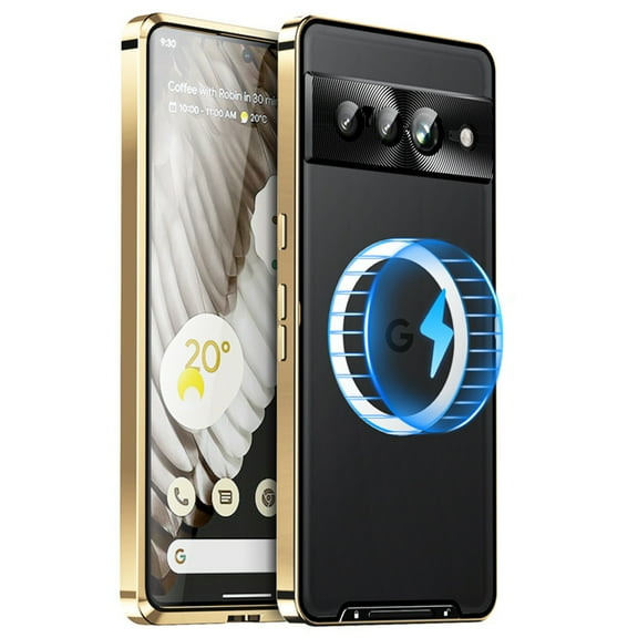 Decase Compatible with Google Pixel 7 Pro Case, Ultra Slim Magnetic Frosted Metal Case with Wireless Charging Shockproof Protective Case for Google Pixel 7 Pro, Gold