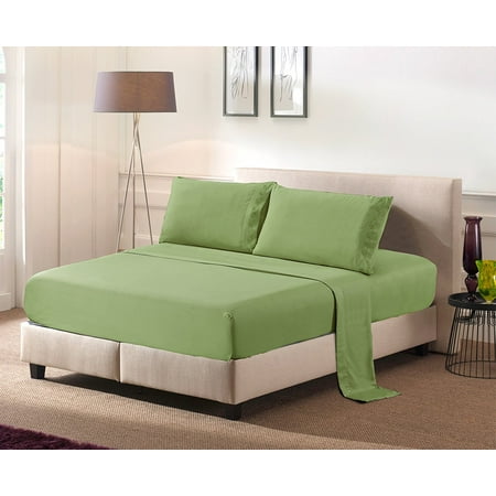 - Goldsun America Bed Sheet Set - Soft Brushed Microfiber 2300 Bedding - Wrinkle, Fade, Stain Resistant - 4 Piece Luxury Grand Collection (Apple Green, Twin)