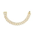 thumbnail image 3 of Charles Raymond New Cuban Zig Zag Bling'ed Out ZZ Links w/ 3 Row Diamonds on Each Side Hip Hop Living Color Bracelet - ZZ001B - Gold, 3 of 6
