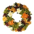 thumbnail image 1 of Northlight Floral Chrysanthemum Artificial Fall Harvest Wreath - 19.5", 1 of 3