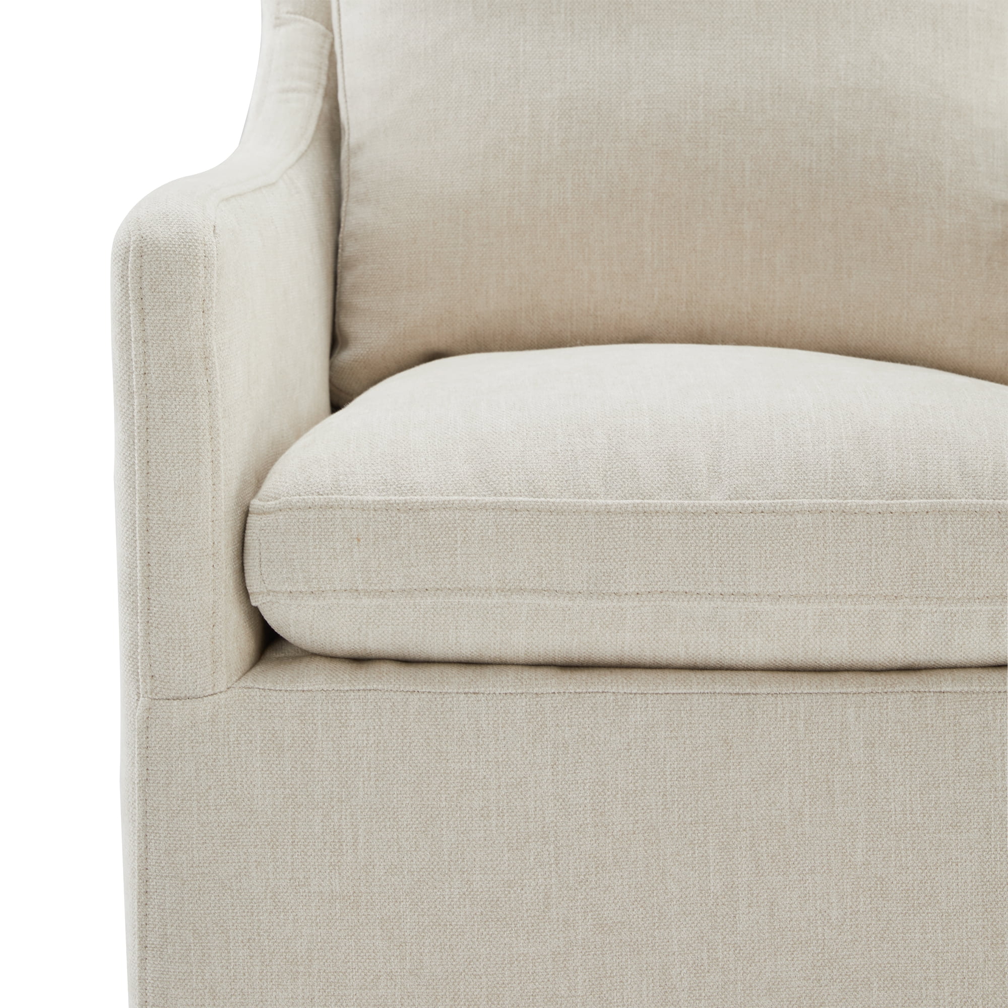 CHITA Dining Arm Chair with Caster Wheels for Kitchen Fabric Upholstered Dining Room Chair, Linen
