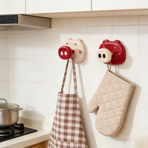 ROLKFUK 2 Pack Suction Cup Hooks Heavy Duty, No Drill Wall Hooks for Bathroom Kitchen, Removable Hooks for Towels Robes Keys, Damage Free Hooks for Tile Glass
