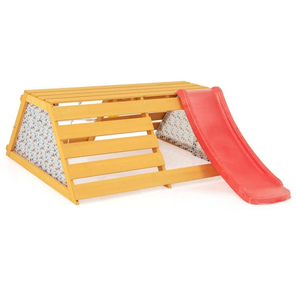 Costway 5-in-1 Indoor Jungle Gym Montessori Climbing Toys with Slide for Toddlers Wooden