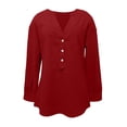thumbnail image 4 of Curuila Long Sleeve Shirts For Women Casual Loose Fit Solid Color V Neck Breathable Comfort T Shirt Rd1 Size Xl, 4 of 4