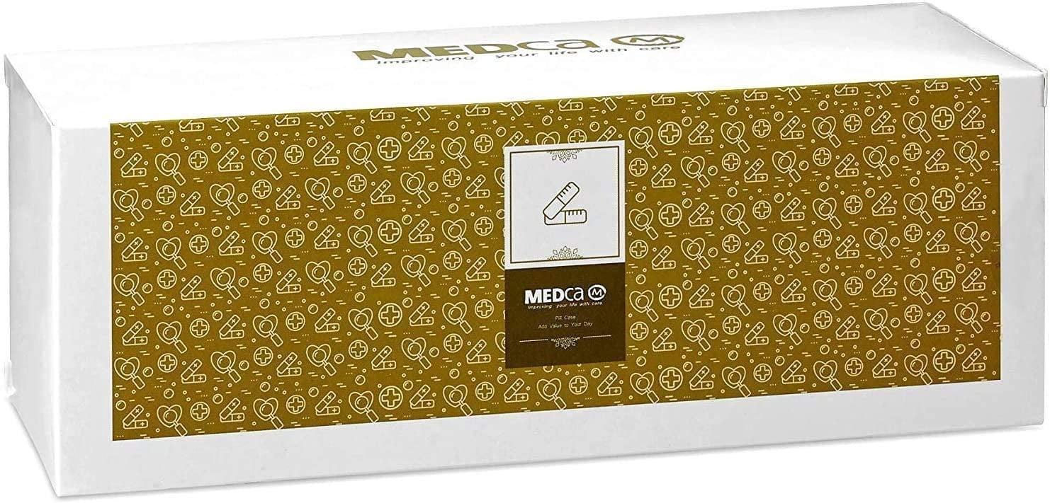 Large 7 Day Pill Planner Organizers Boxes Gold Leather Case -2 Pack by MEDca