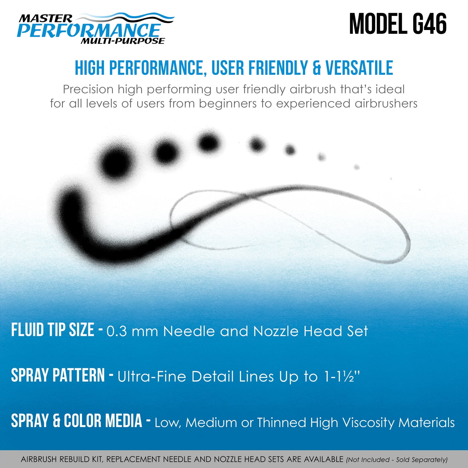 3 Cup Master G46 Dual-Action Gravity Airbrush Set Hobby Auto Paint Cake Tattoo
