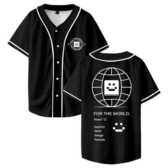 Quackity For The World Baseball Jersey Short Sleeve Button-up Shirts Women Men Streetwear Tops